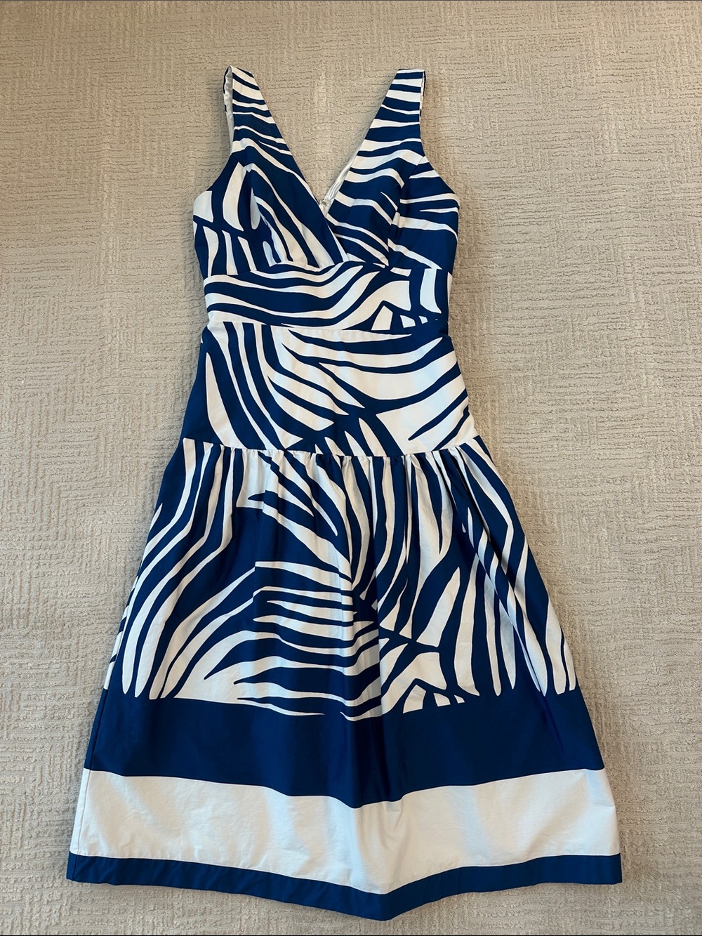 WHBM Blue & White Printed V-Neck Women’s Dress